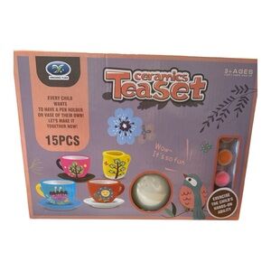 #325 NIB DIY Ceramics Teaset for Kids - Multicolor Paints included
